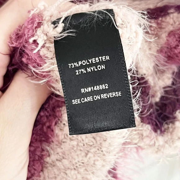 Torrid Pink Striped V Neck Fuzzy Eyelash Sweater Women's Plus Size 00 - Picture 9 of 10